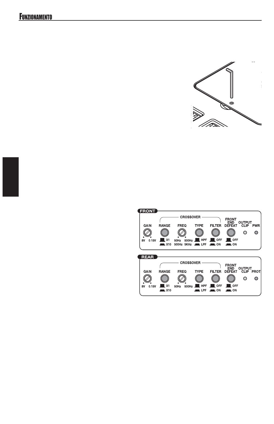 Italiano, Funzionalità impostazione, Regolazione | MB QUART REFERENCE SERIES 4-CHANNEL AMPLIFIER RAA4200 User Manual | Page 58 / 76