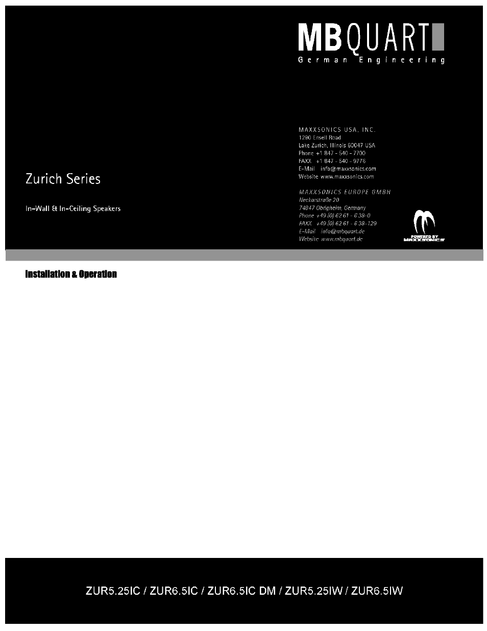 MB QUART ZUR65IC User Manual | 9 pages