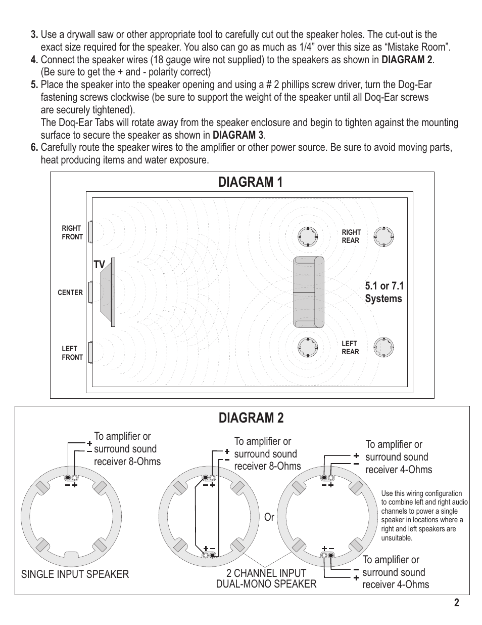 Diagram 2, Diagram 1 | MB QUART ZUR65IC User Manual | Page 3 / 9
