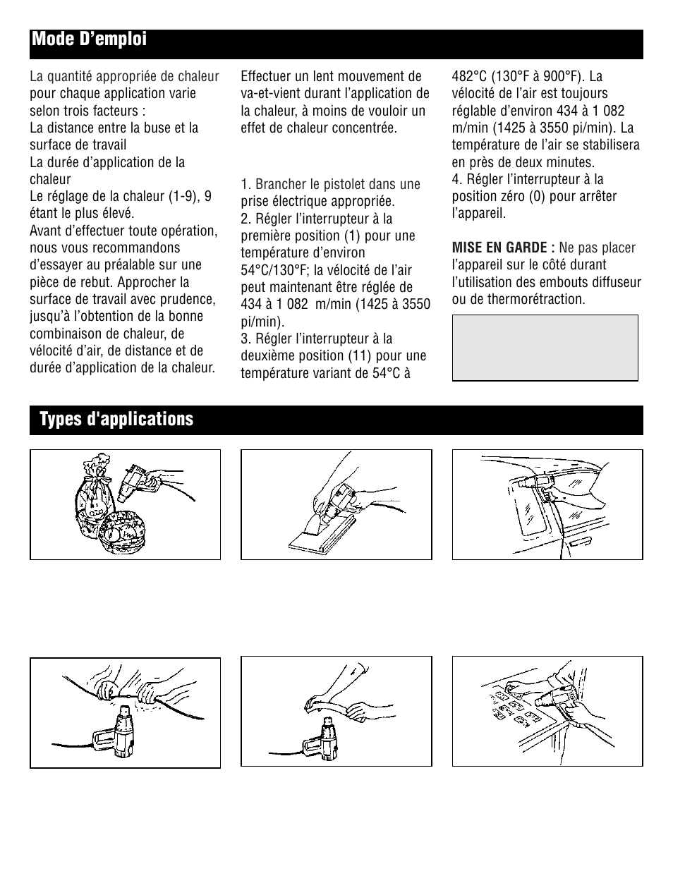Mode d’emploi types d'applications | Master Appliance 1425-3550 FPM130-900F User Manual | Page 12 / 24