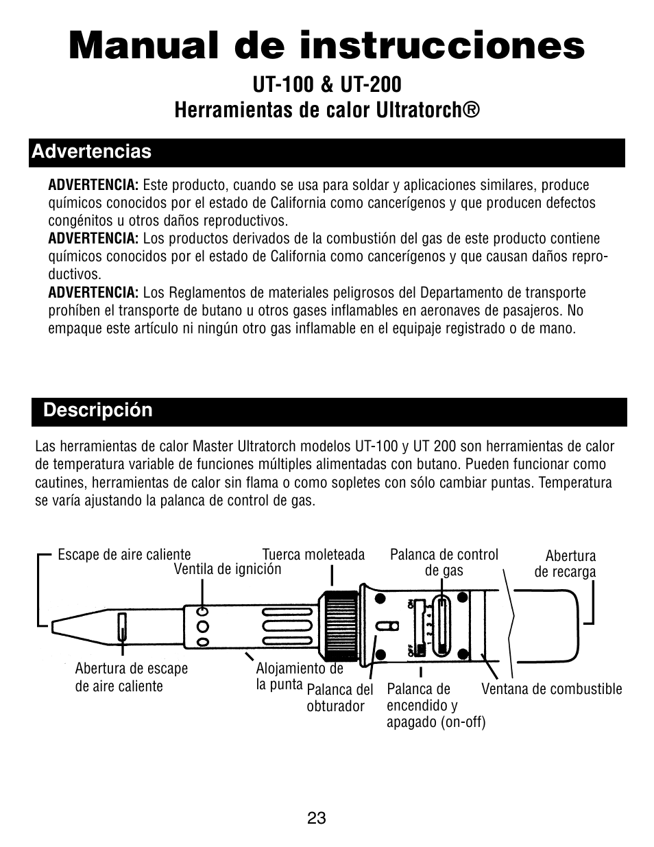 Manual de instrucciones | Master Appliance UT-100 User Manual | Page 23 / 32