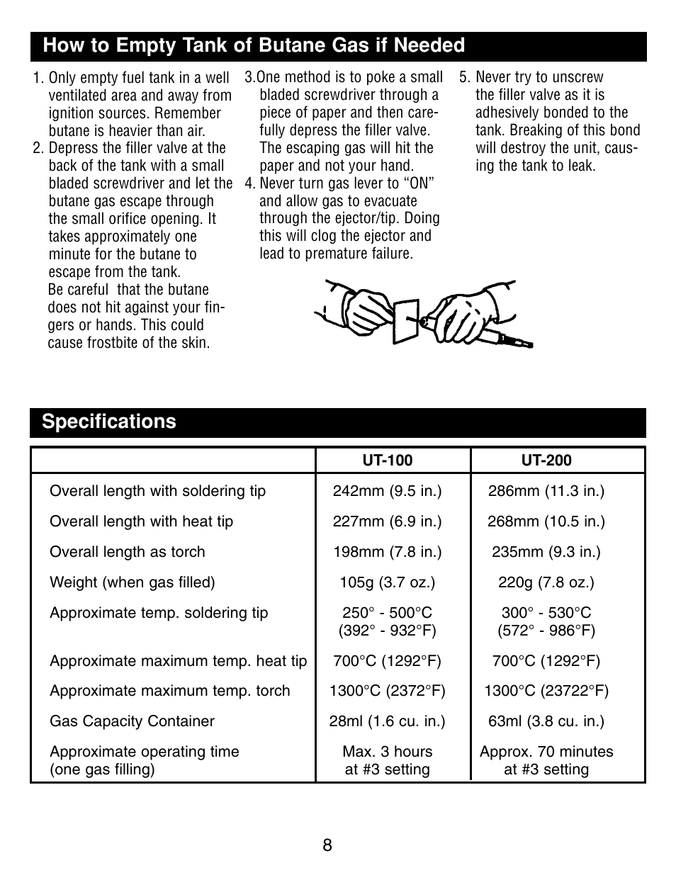 Master Appliance UT-100 User Manual | Page 8 / 32