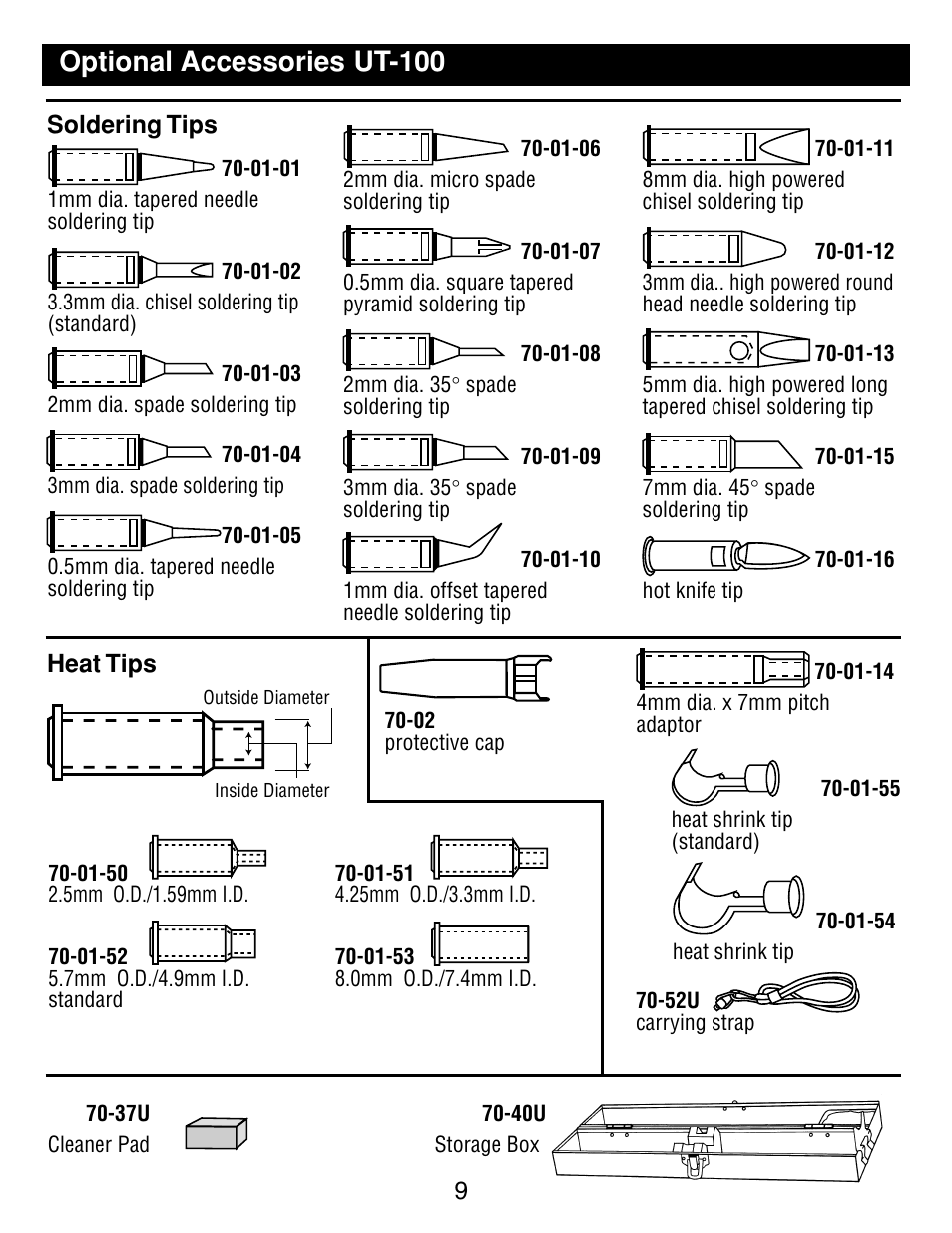 Optional accessories ut-100 | Master Appliance UT-100 User Manual | Page 9 / 32