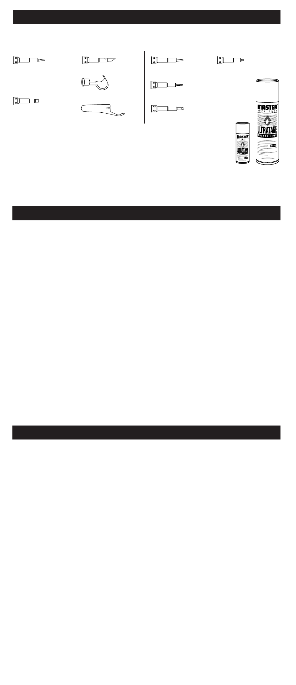 Standard accessories one full year warranty, Optional accessories, Ultratane™ butane | Master Appliance UT-40Si User Manual | Page 4 / 8