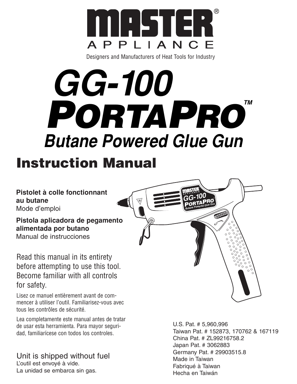 Master Appliance PORTAPRO GG-100 User Manual | 25 pages