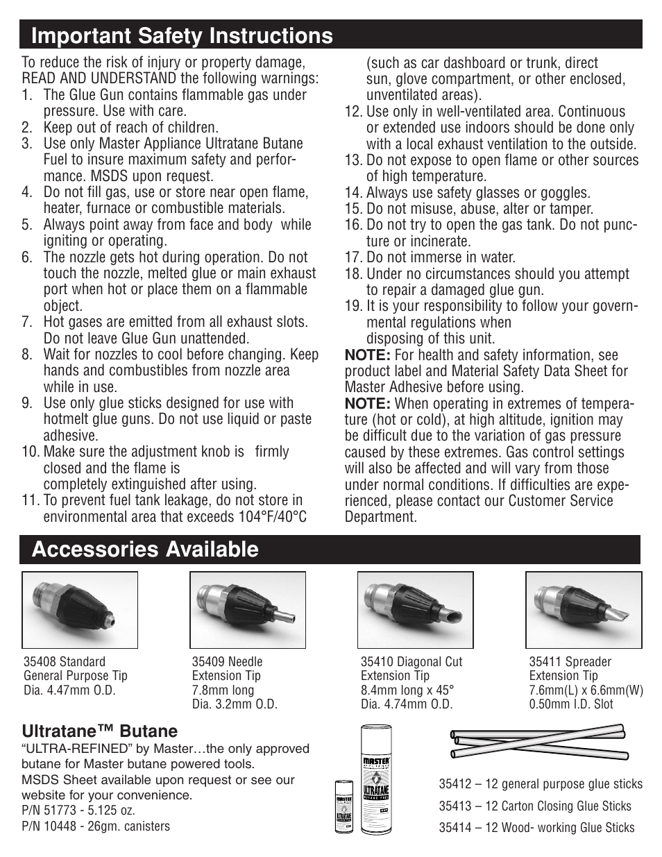 Important safety instructions, Accessories available | Master Appliance PORTAPRO GG-100 User Manual | Page 4 / 25