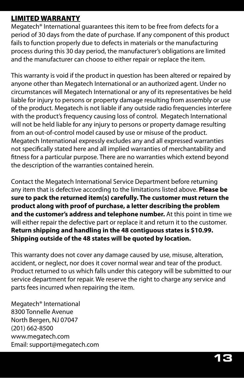 MegaTech Whirlwind 3000 User Manual | Page 13 / 16