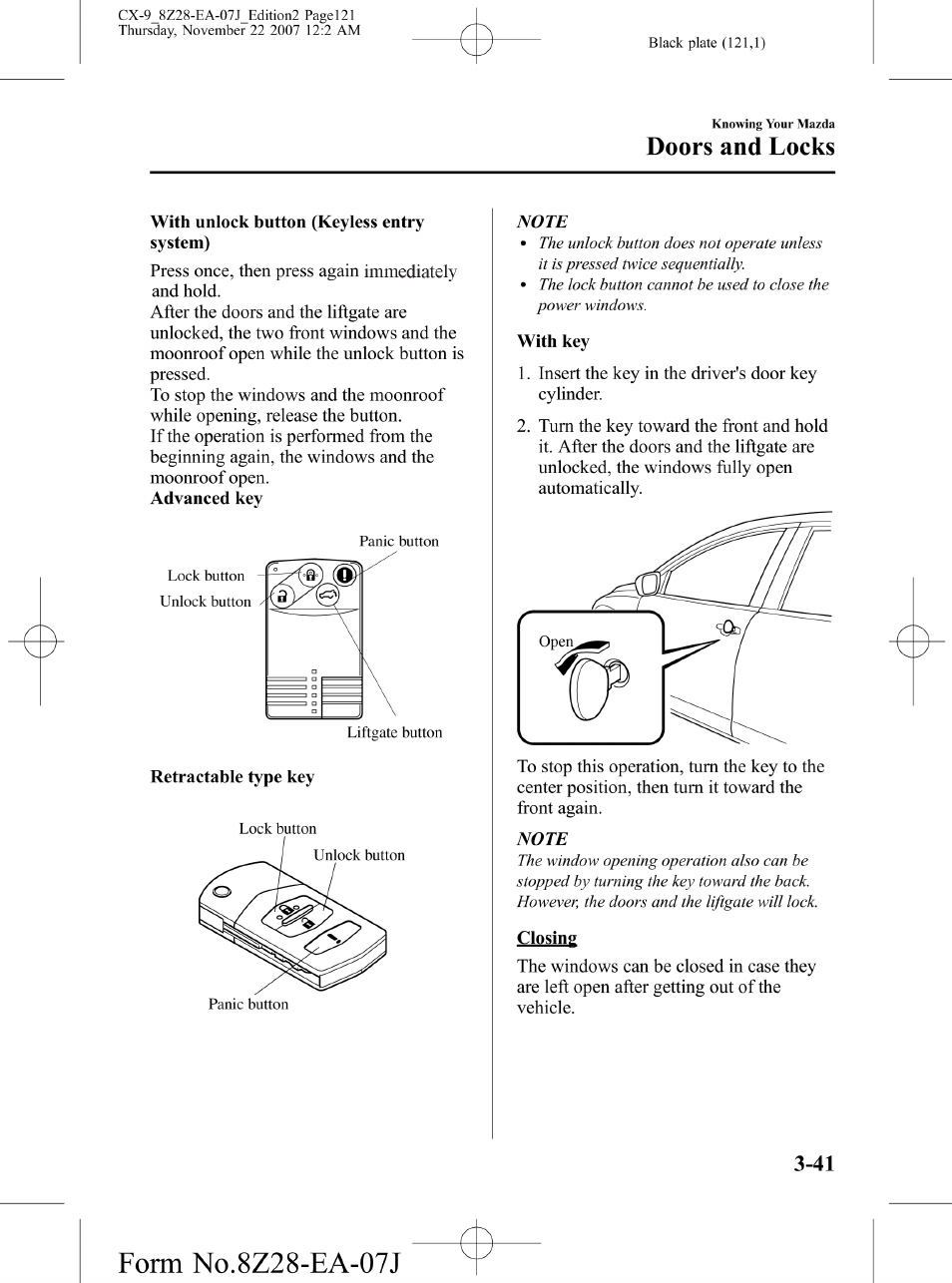 Mazda 2008 CX-9 User Manual | Page 121 / 506