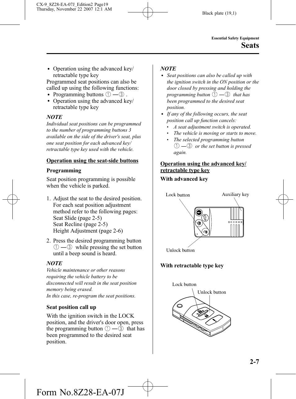 Seats | Mazda 2008 CX-9 User Manual | Page 19 / 506