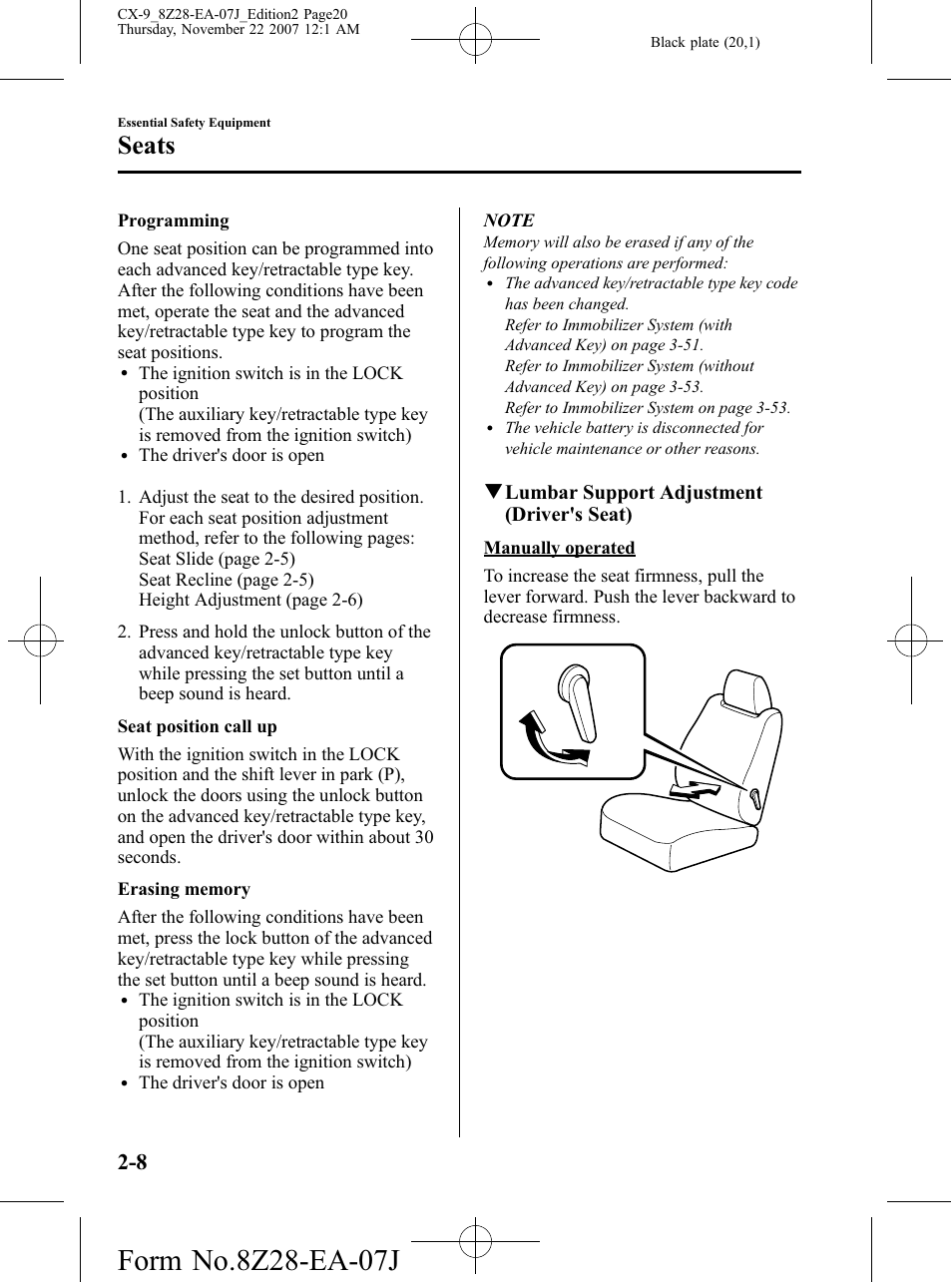 Seats | Mazda 2008 CX-9 User Manual | Page 20 / 506