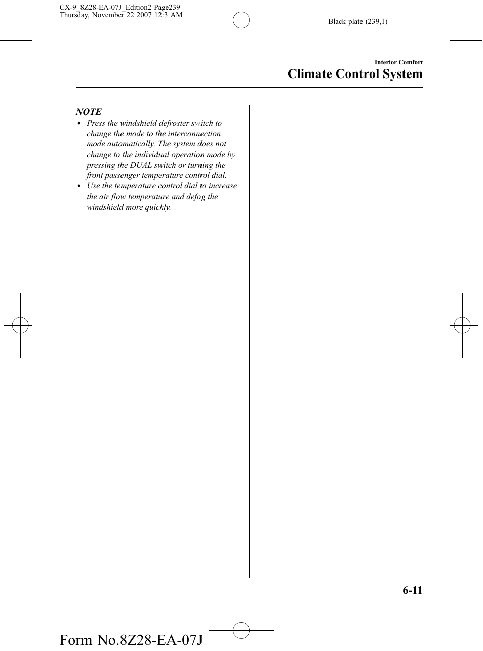 Climate control system | Mazda 2008 CX-9 User Manual | Page 239 / 506