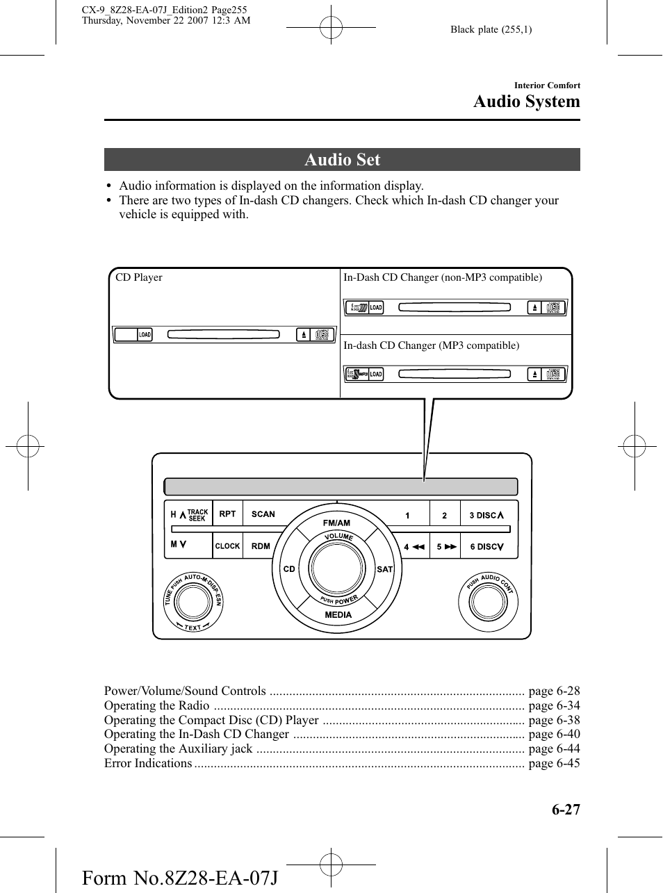 Audio set, Audio set -27, Audio system | Mazda 2008 CX-9 User Manual | Page 255 / 506