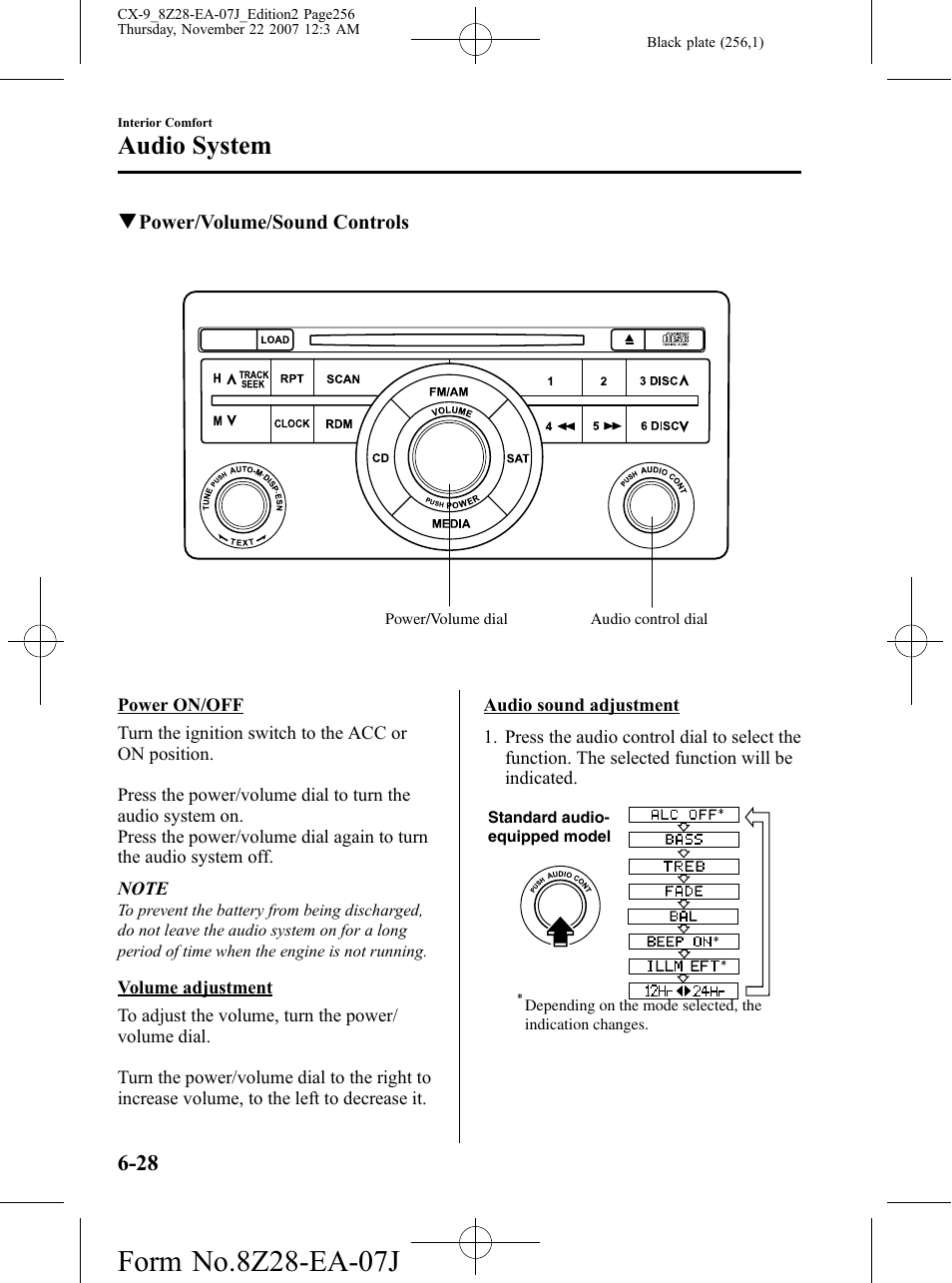 Audio system | Mazda 2008 CX-9 User Manual | Page 256 / 506