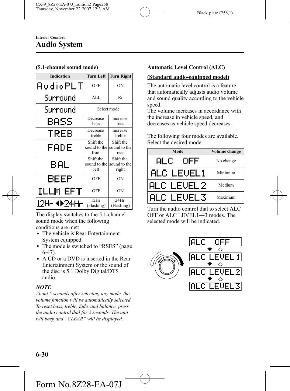 Audio system | Mazda 2008 CX-9 User Manual | Page 258 / 506
