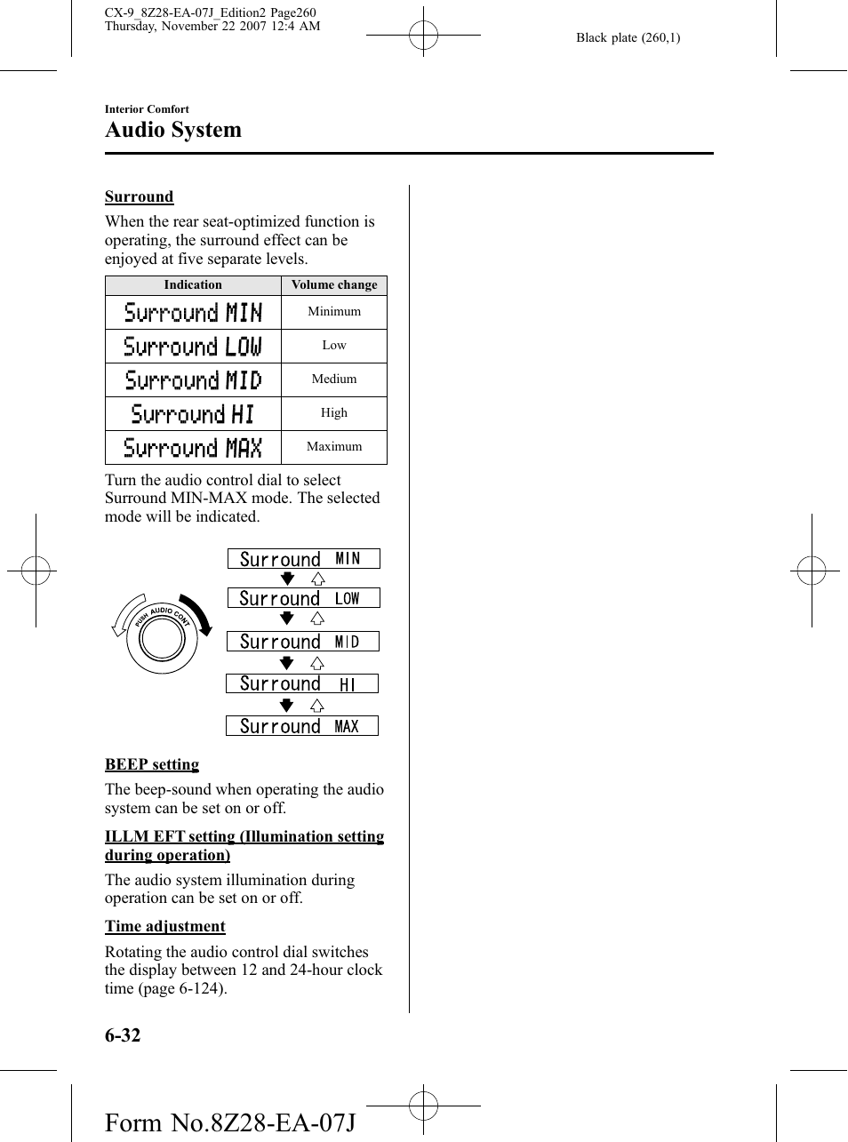 Audio system | Mazda 2008 CX-9 User Manual | Page 260 / 506