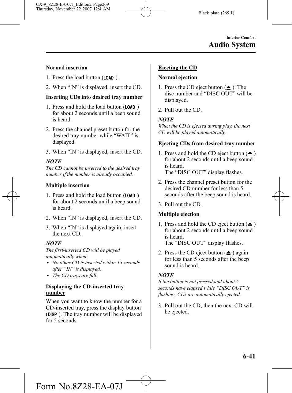 Audio system | Mazda 2008 CX-9 User Manual | Page 269 / 506