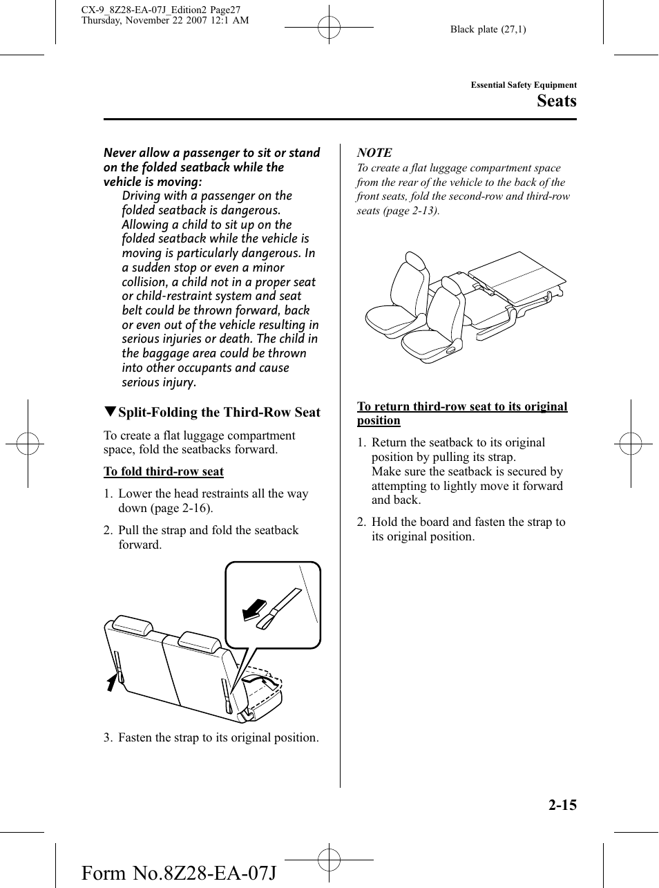 Seats | Mazda 2008 CX-9 User Manual | Page 27 / 506