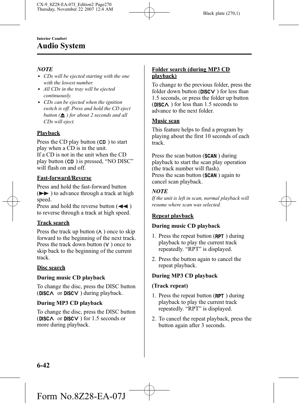 Audio system | Mazda 2008 CX-9 User Manual | Page 270 / 506