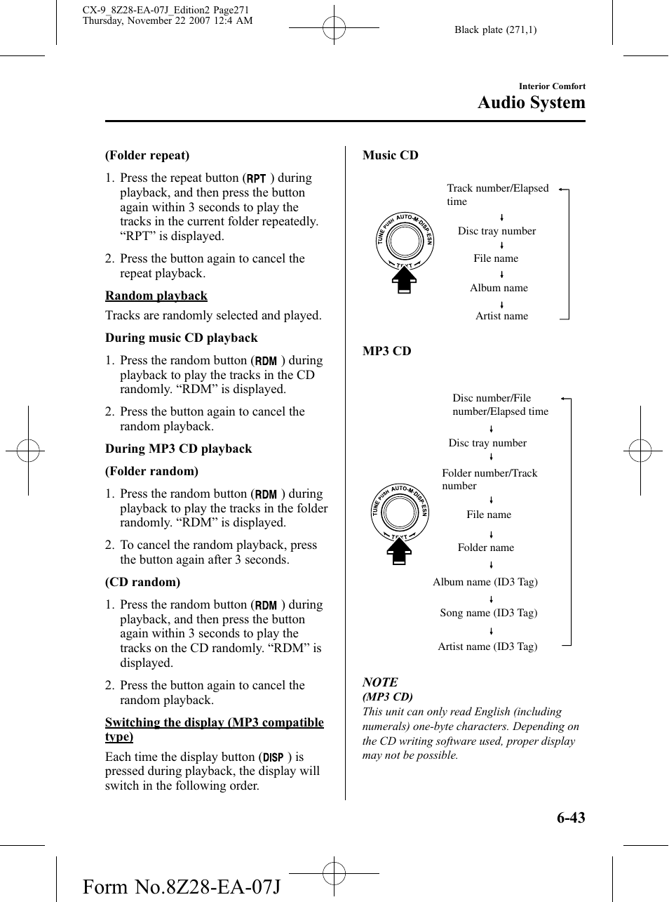 Audio system | Mazda 2008 CX-9 User Manual | Page 271 / 506