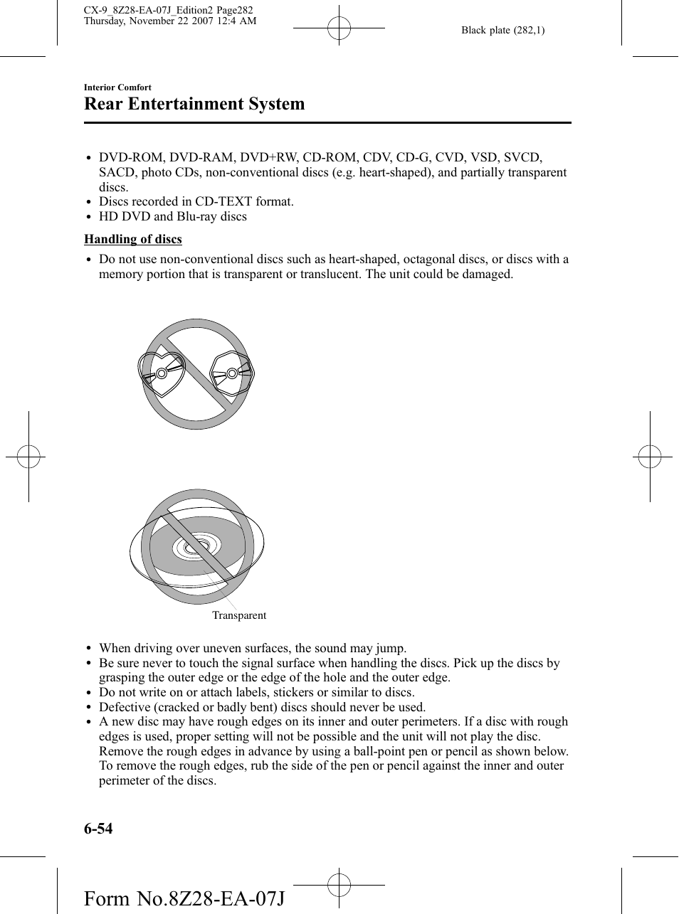 Rear entertainment system | Mazda 2008 CX-9 User Manual | Page 282 / 506