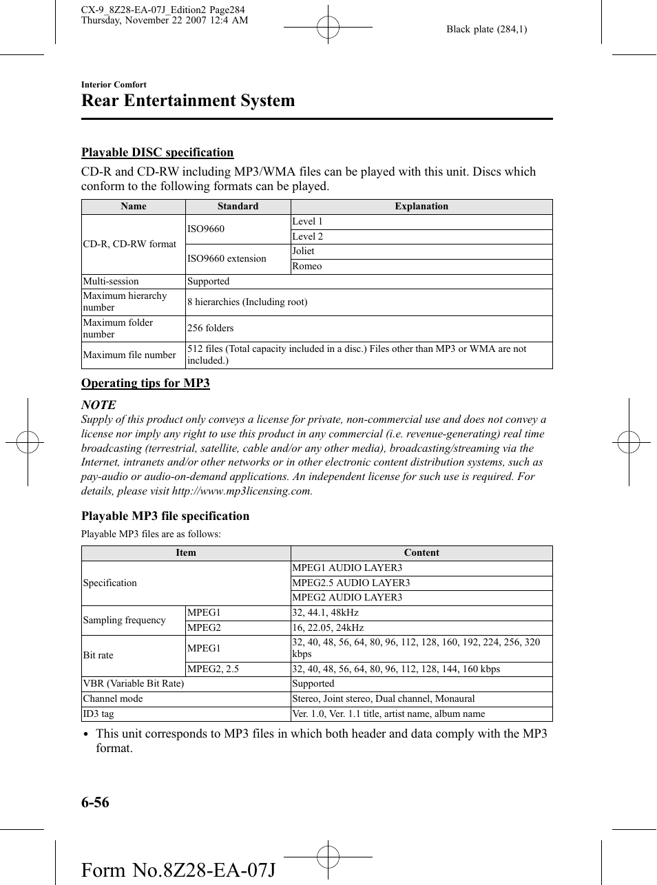 Rear entertainment system | Mazda 2008 CX-9 User Manual | Page 284 / 506