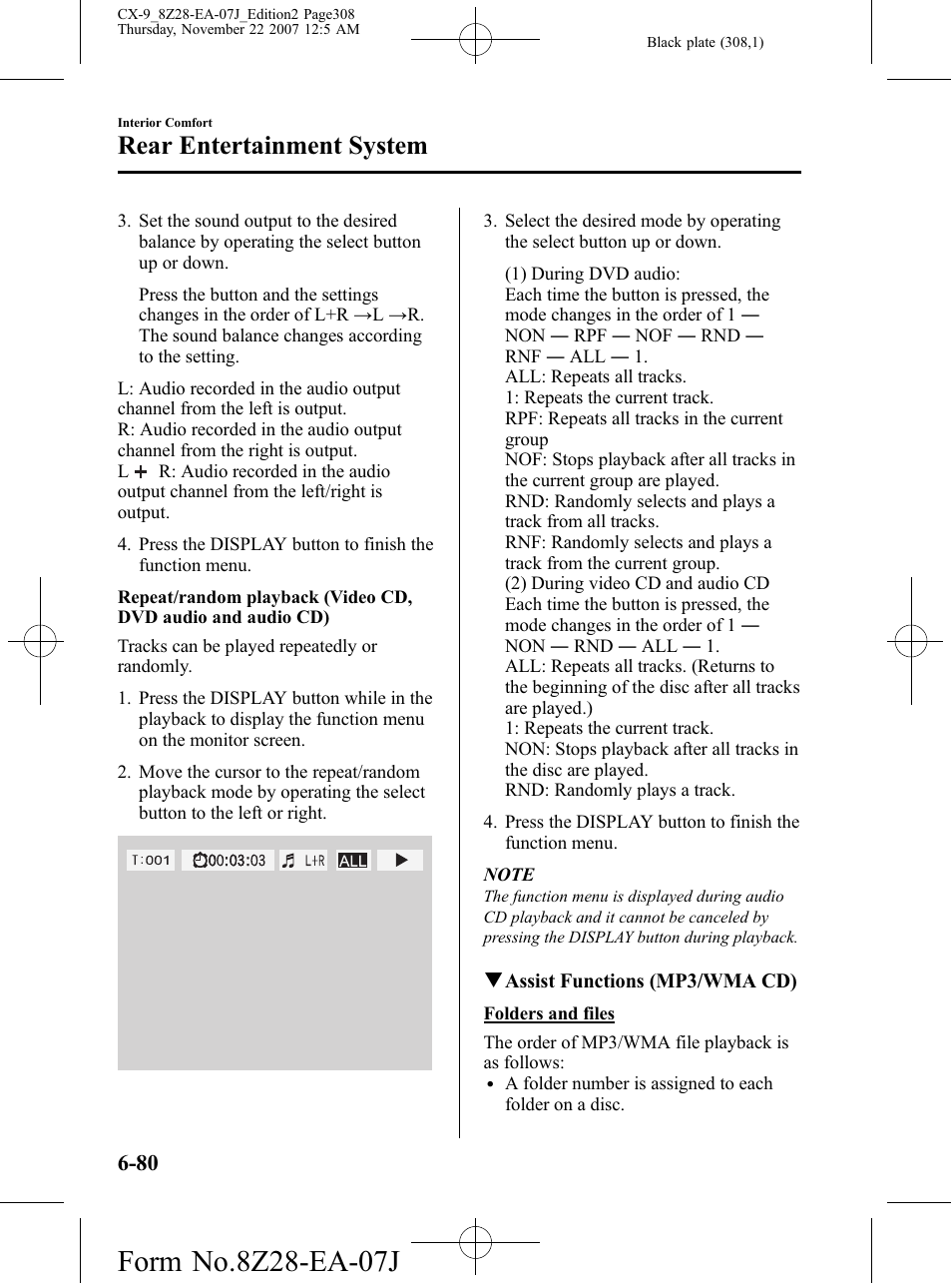 Rear entertainment system | Mazda 2008 CX-9 User Manual | Page 308 / 506