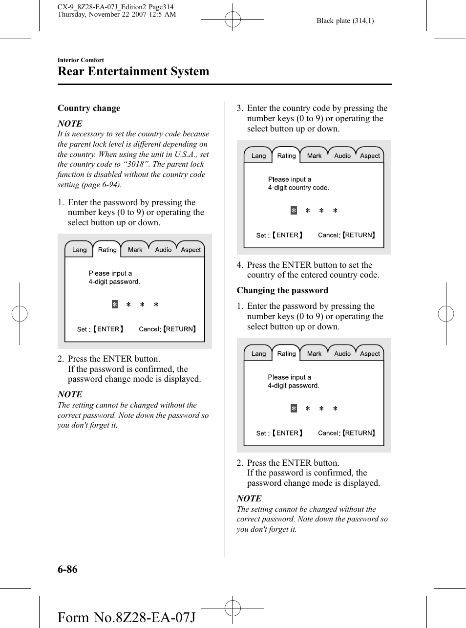 Rear entertainment system | Mazda 2008 CX-9 User Manual | Page 314 / 506