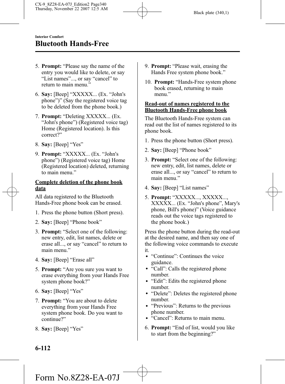 Bluetooth hands-free | Mazda 2008 CX-9 User Manual | Page 340 / 506