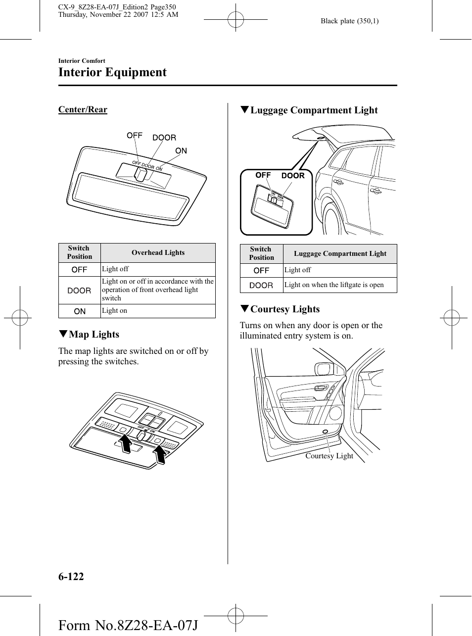 Interior equipment | Mazda 2008 CX-9 User Manual | Page 350 / 506