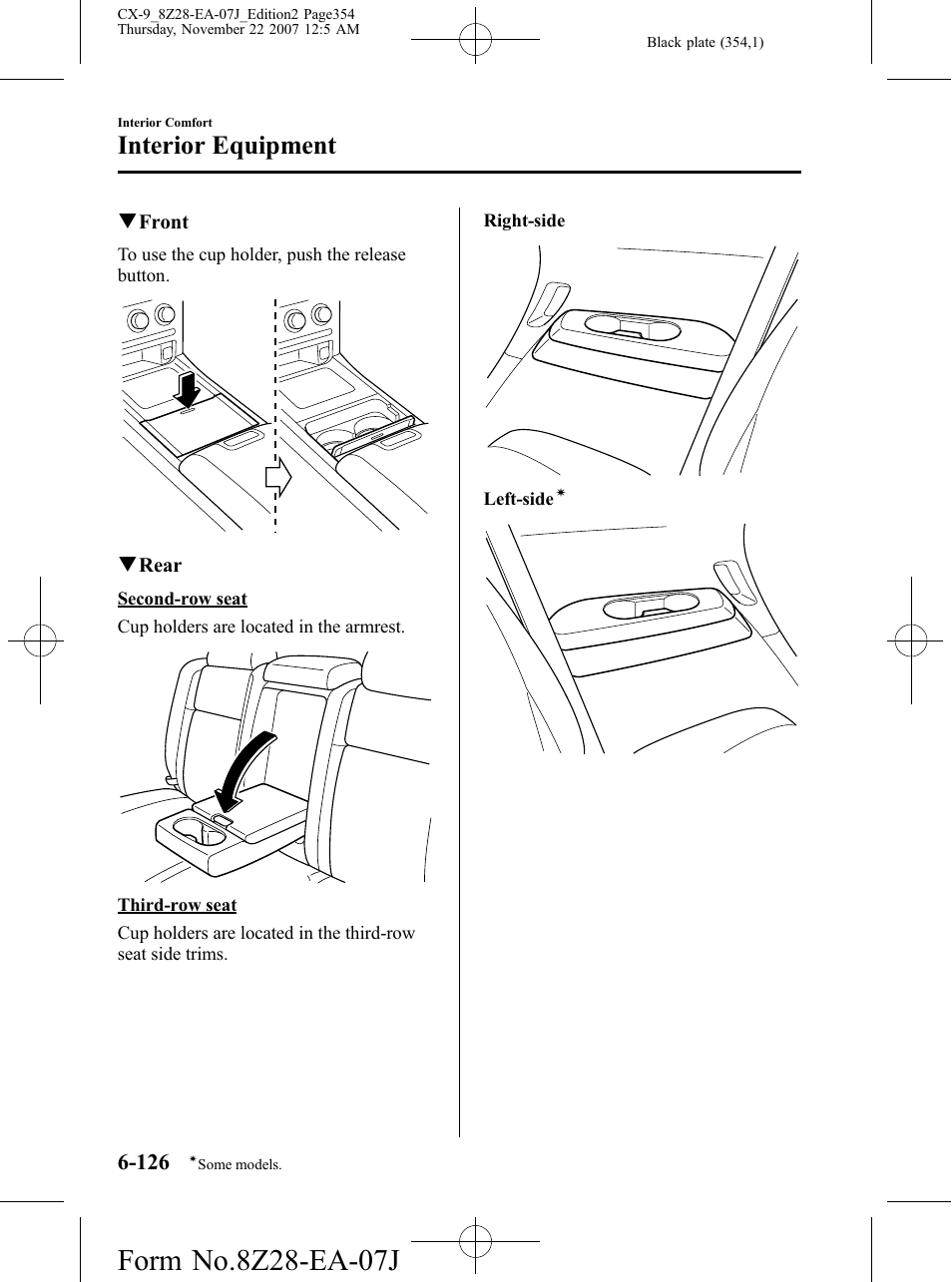 Interior equipment | Mazda 2008 CX-9 User Manual | Page 354 / 506