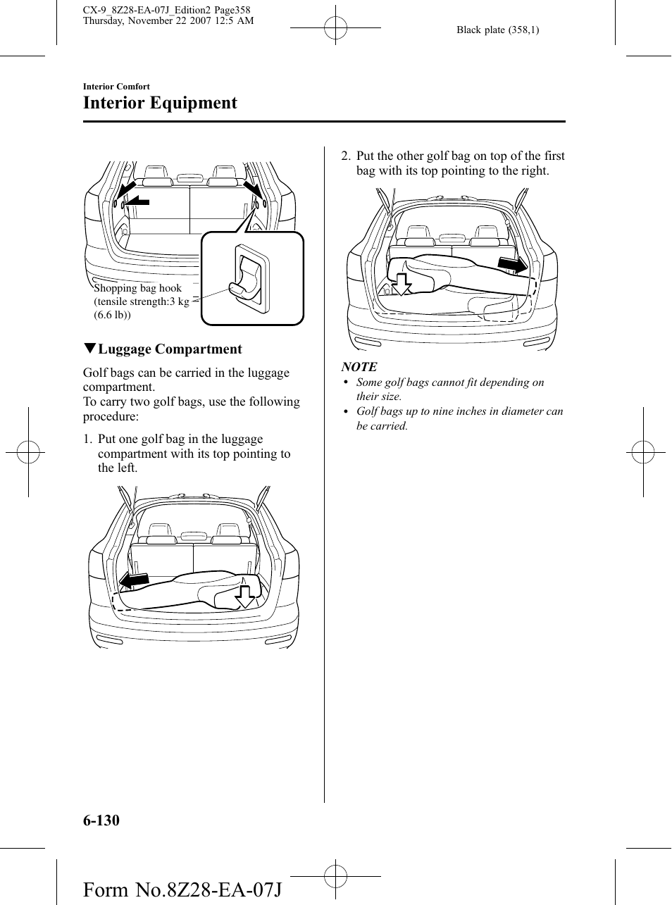 Interior equipment | Mazda 2008 CX-9 User Manual | Page 358 / 506