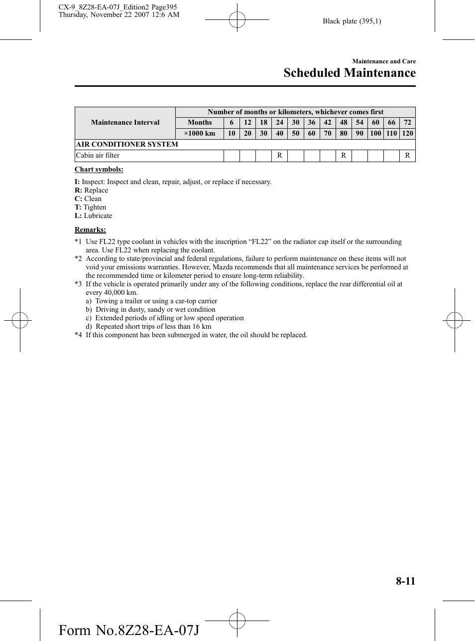 Scheduled maintenance | Mazda 2008 CX-9 User Manual | Page 395 / 506