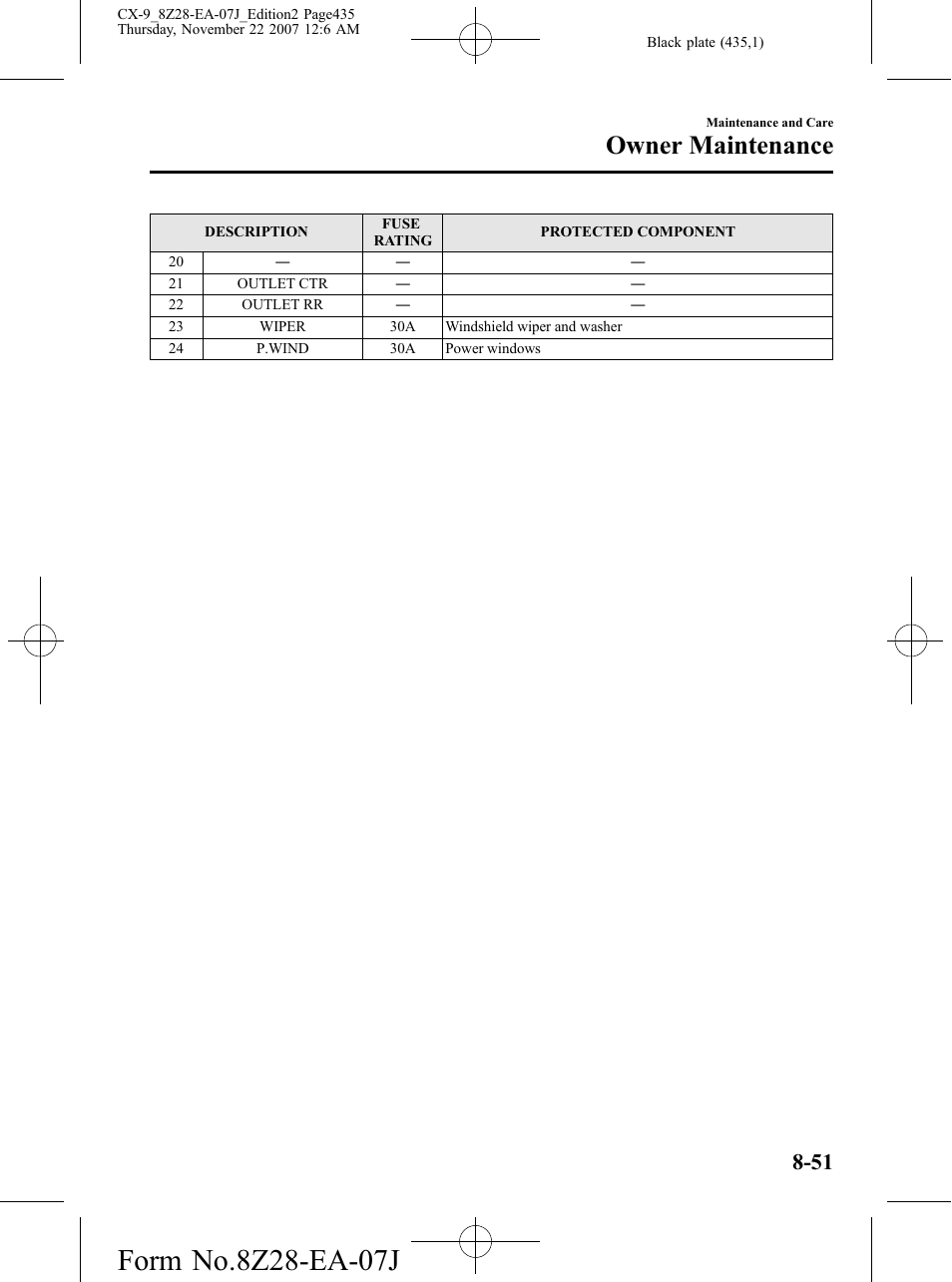 Owner maintenance | Mazda 2008 CX-9 User Manual | Page 435 / 506