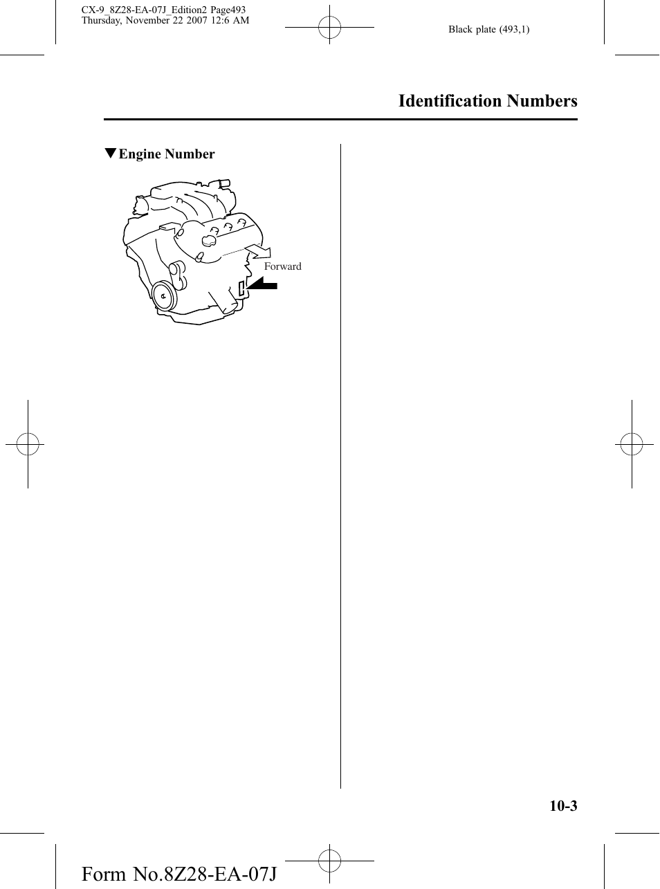 Identification numbers | Mazda 2008 CX-9 User Manual | Page 493 / 506