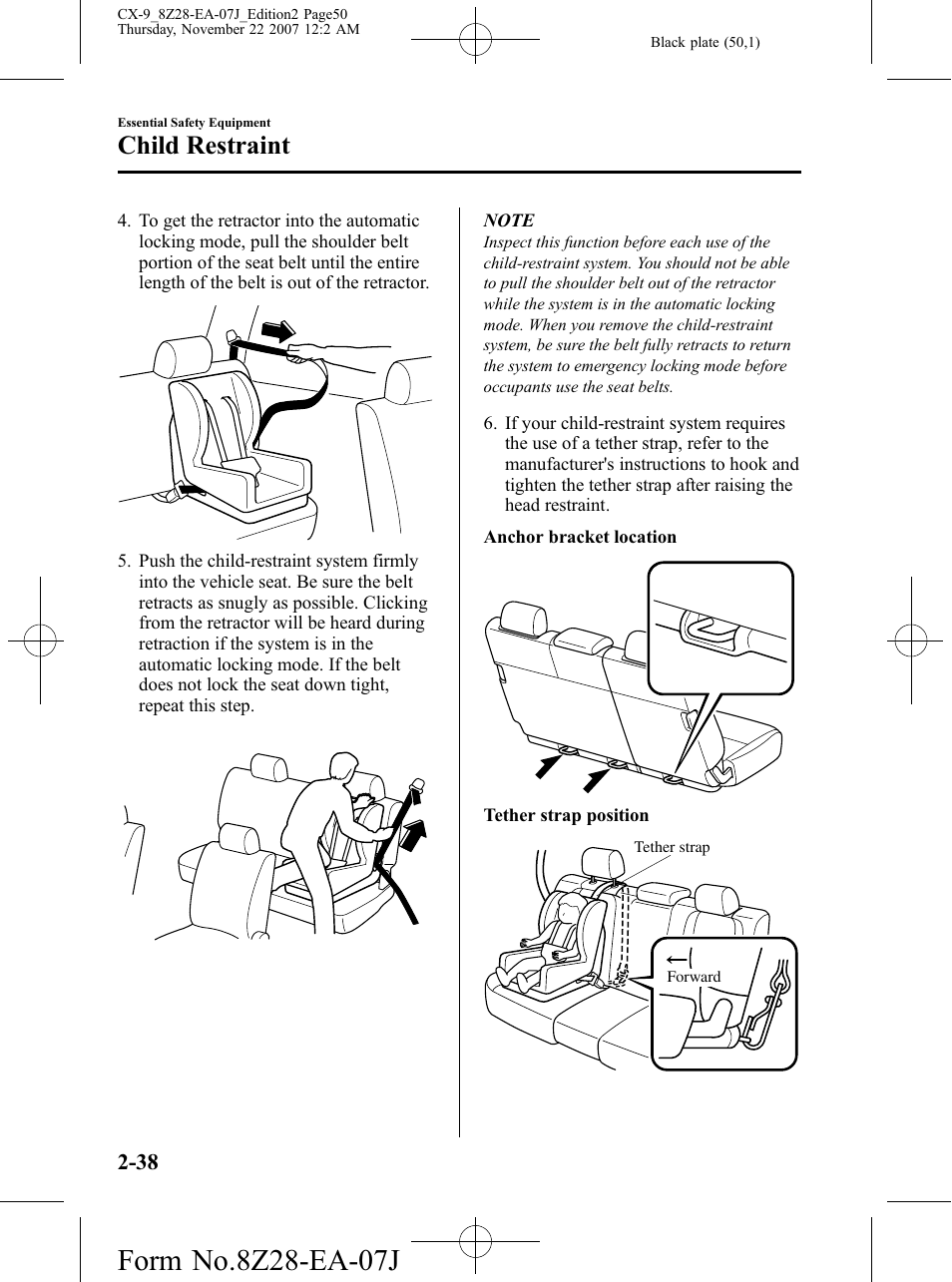 Child restraint | Mazda 2008 CX-9 User Manual | Page 50 / 506