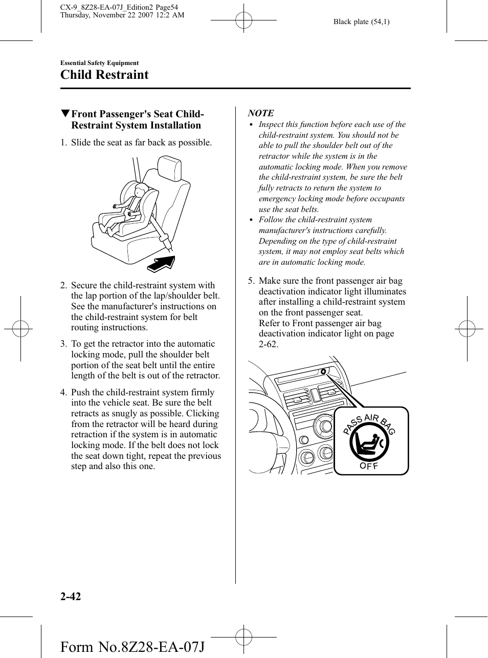 Child restraint | Mazda 2008 CX-9 User Manual | Page 54 / 506