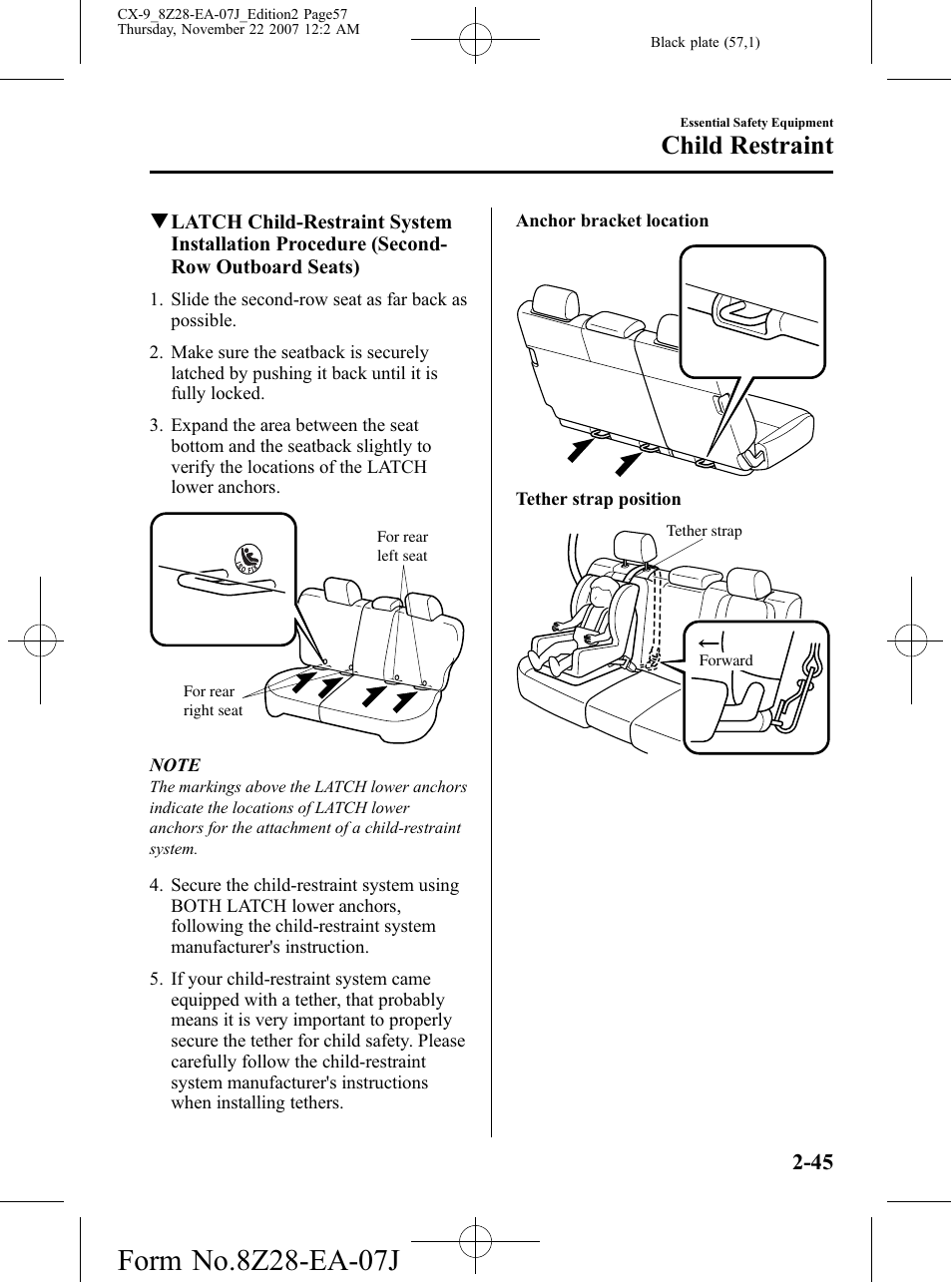Child restraint | Mazda 2008 CX-9 User Manual | Page 57 / 506