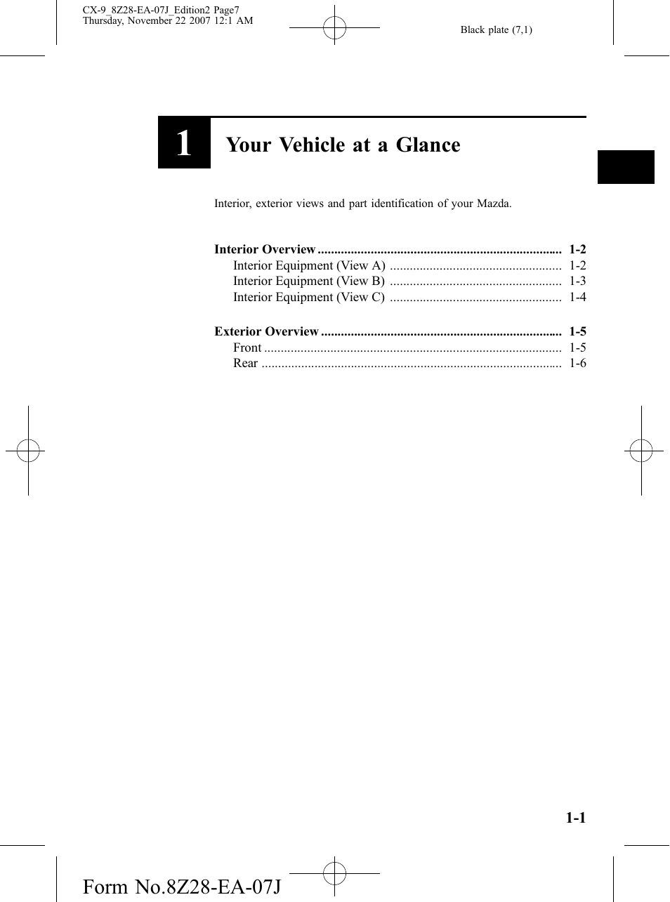 Your vehicle at a glance | Mazda 2008 CX-9 User Manual | Page 7 / 506
