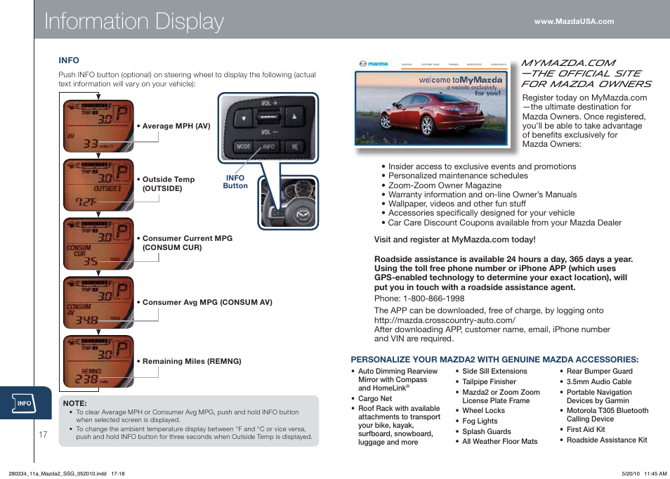Information display | Mazda 2011 2 User Manual | Page 10 / 12