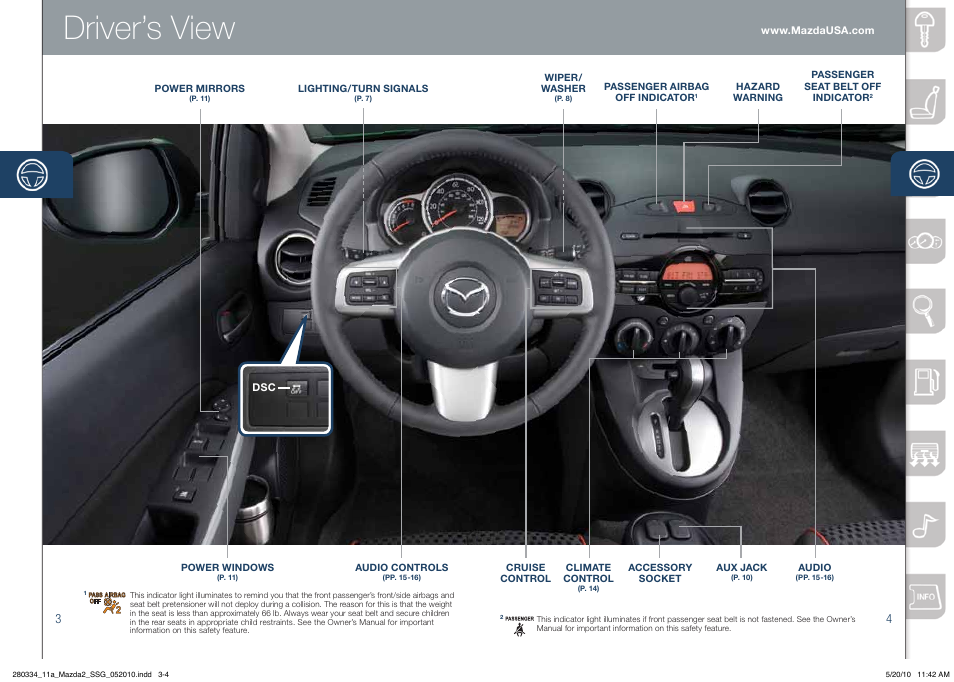 Driver’s view | Mazda 2011 2 User Manual | Page 3 / 12