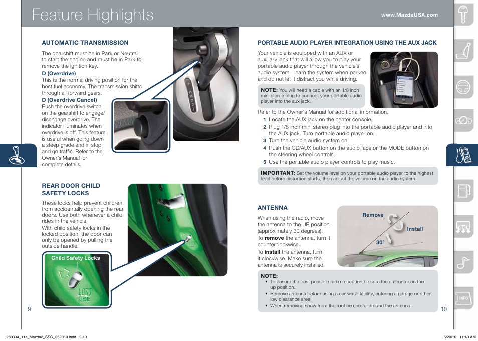 Feature highlights | Mazda 2011 2 User Manual | Page 6 / 12