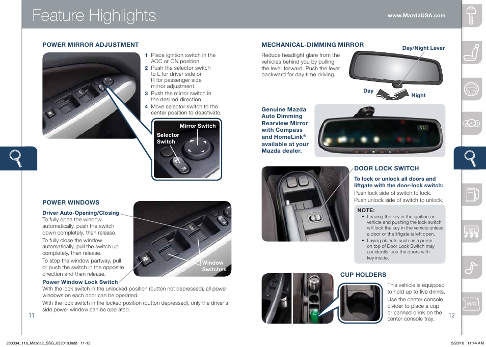Feature highlights | Mazda 2011 2 User Manual | Page 7 / 12