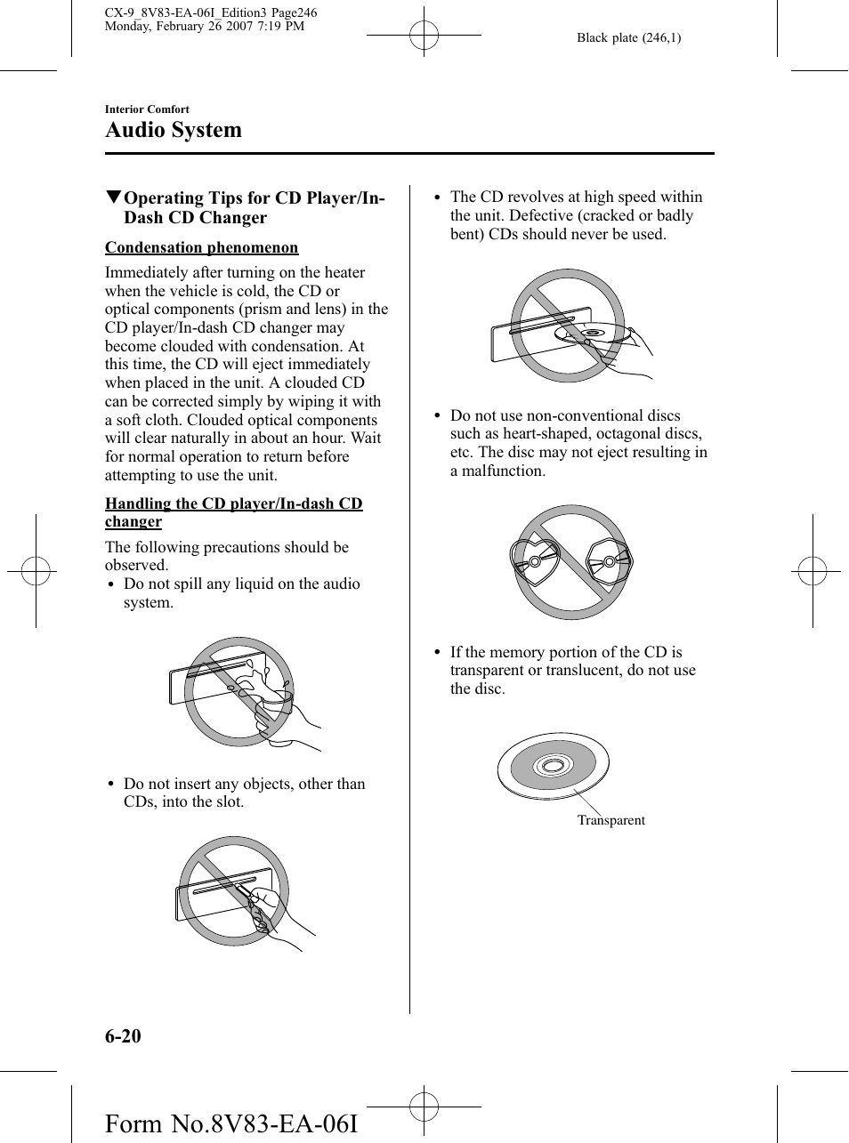 Audio system | Mazda 2007 CX-9 User Manual | Page 246 / 502