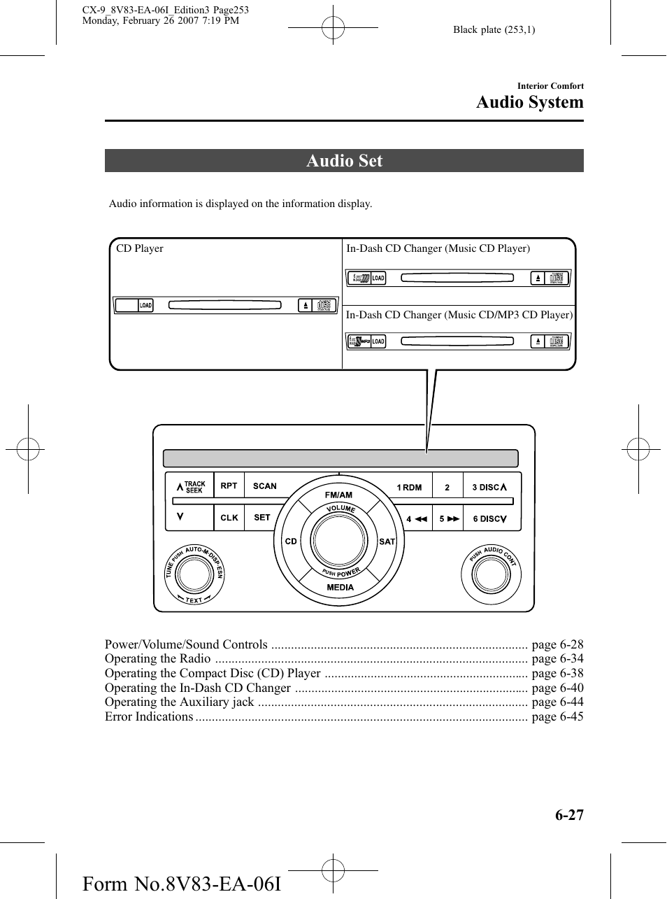 Audio set, Audio set -27, Audio system | Mazda 2007 CX-9 User Manual | Page 253 / 502