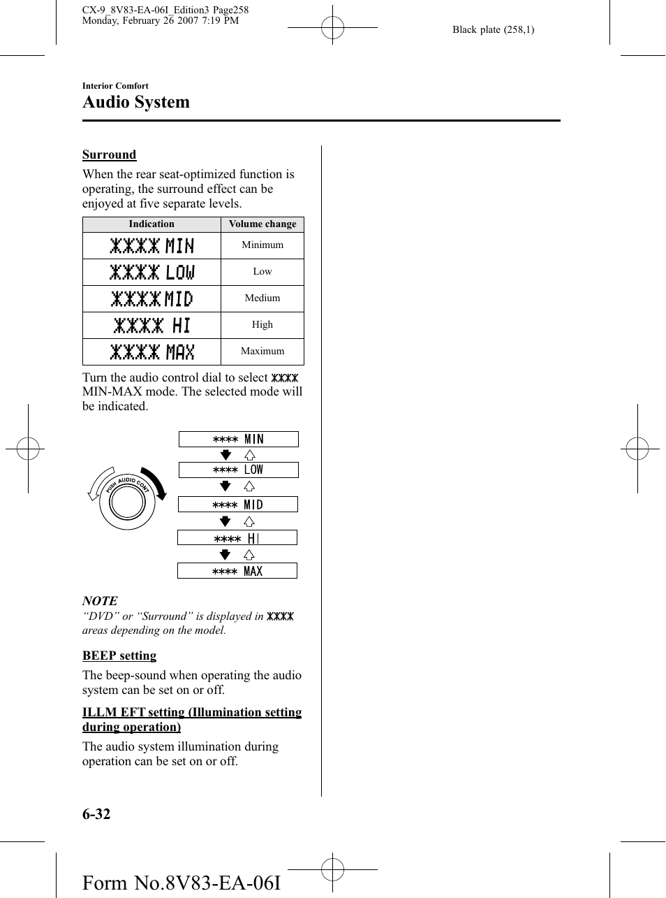 Audio system | Mazda 2007 CX-9 User Manual | Page 258 / 502