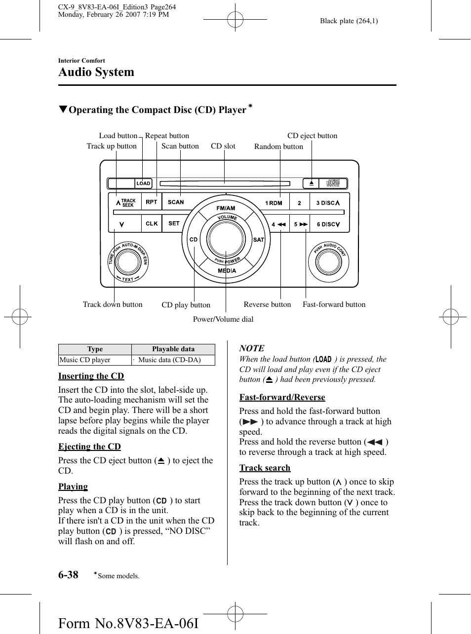 Audio system | Mazda 2007 CX-9 User Manual | Page 264 / 502