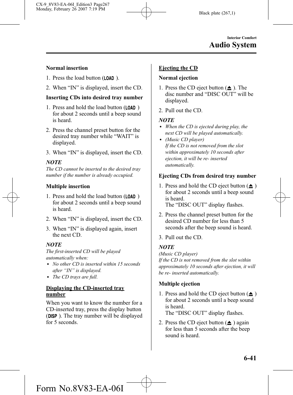 Audio system | Mazda 2007 CX-9 User Manual | Page 267 / 502