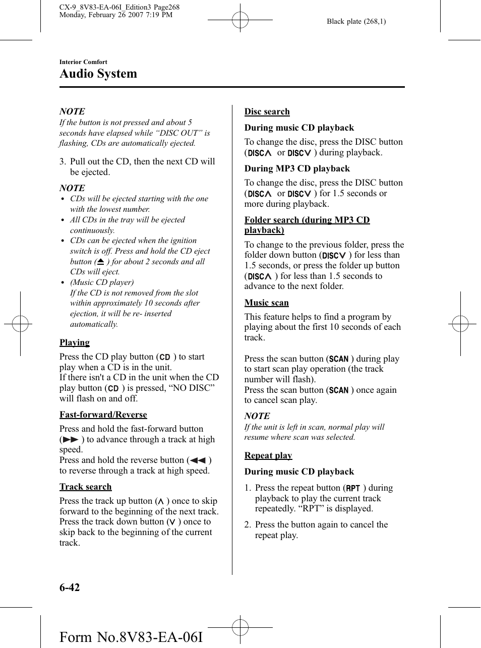 Audio system | Mazda 2007 CX-9 User Manual | Page 268 / 502