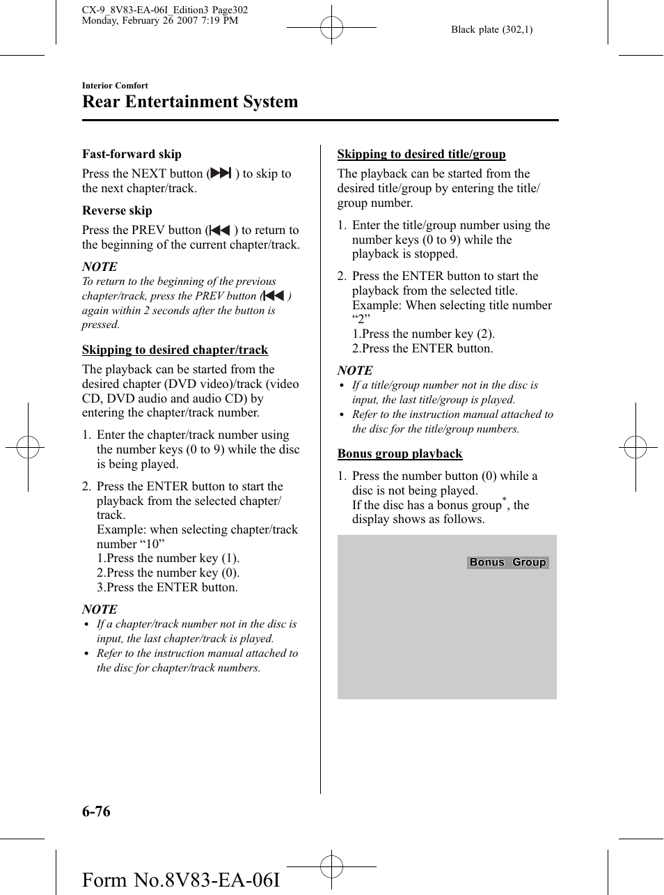 Rear entertainment system | Mazda 2007 CX-9 User Manual | Page 302 / 502