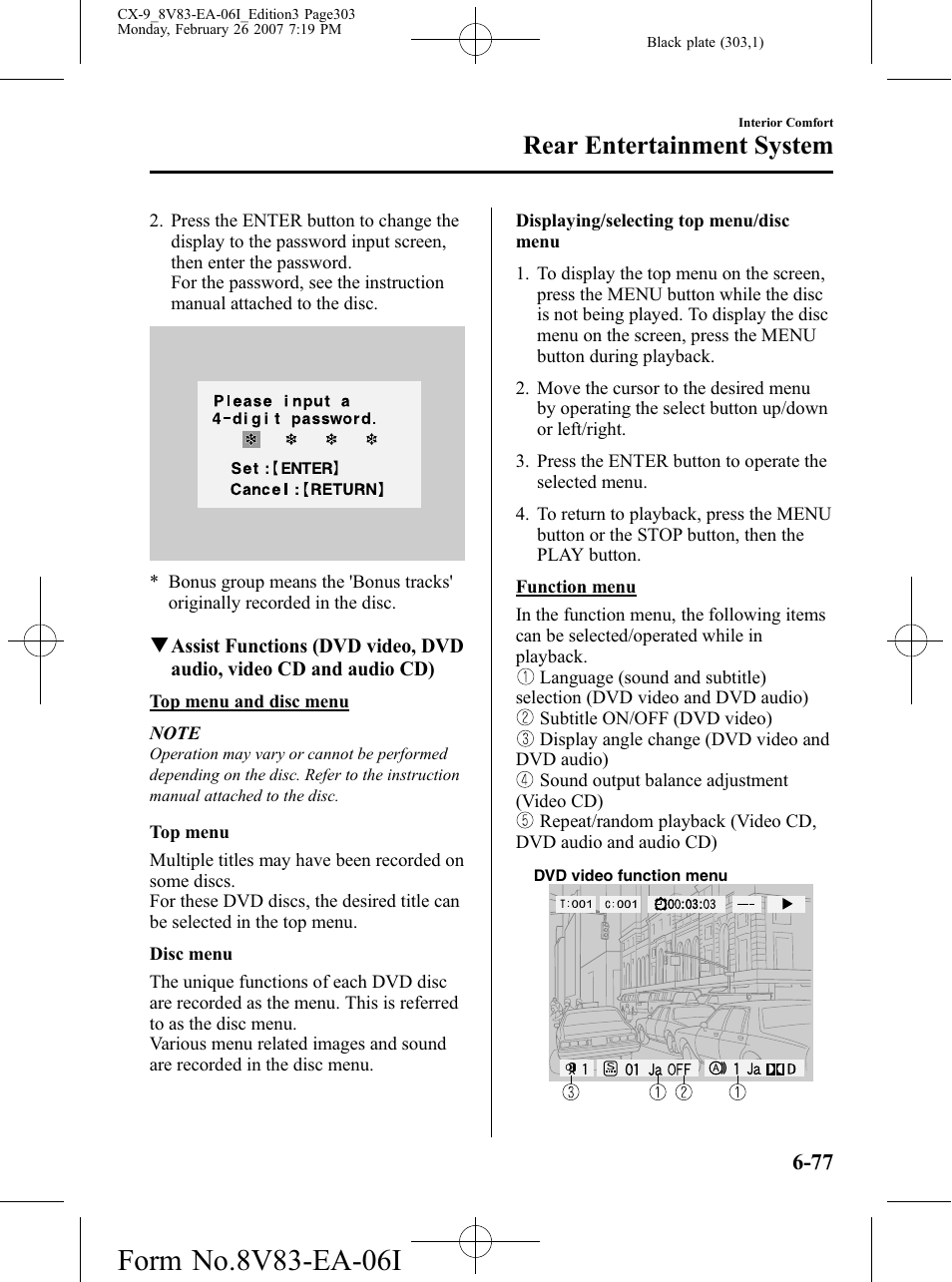 Rear entertainment system | Mazda 2007 CX-9 User Manual | Page 303 / 502